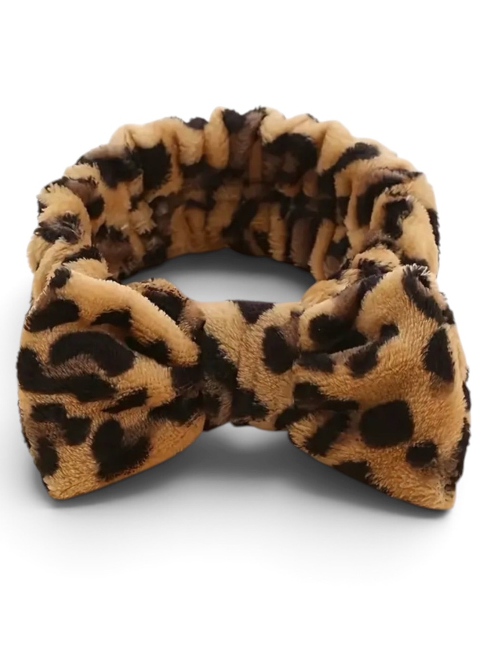 Leopard Print Plush Spa Bow Headband